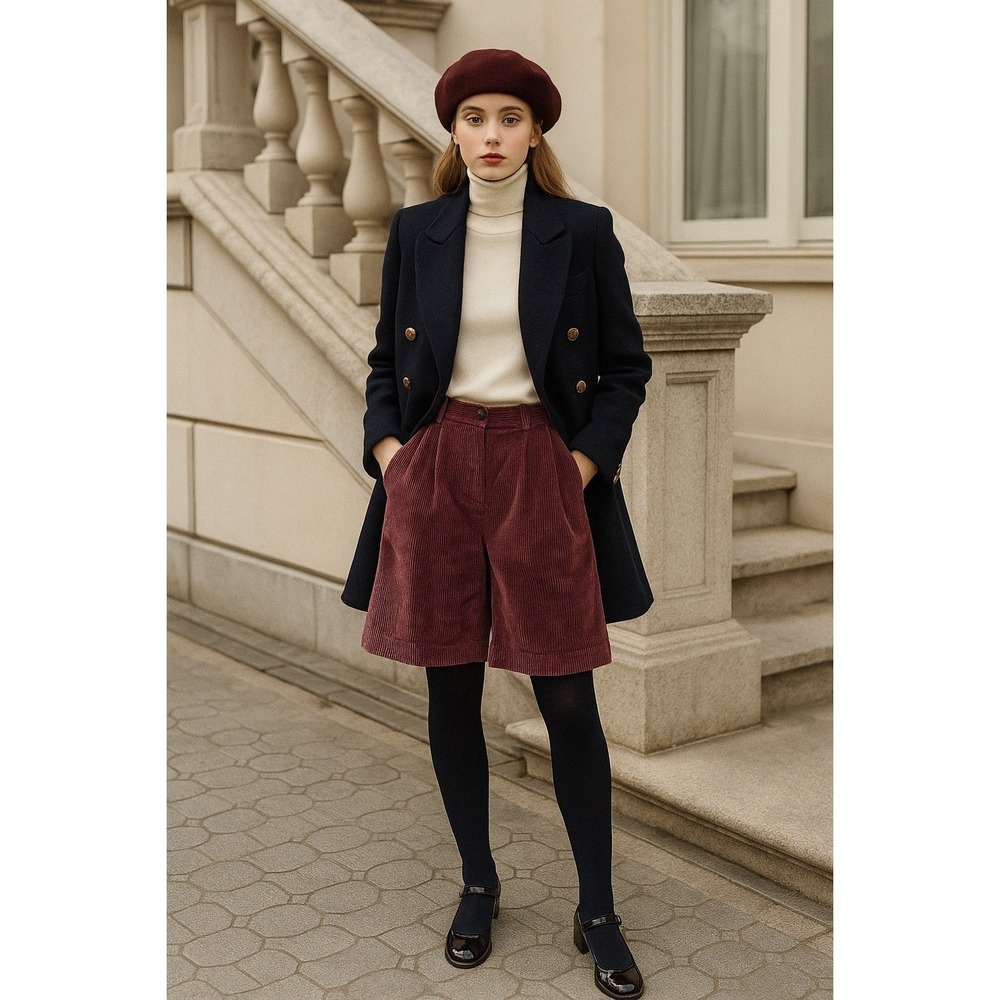 Woolrich Burgundy Corduroy Bermuda Shorts